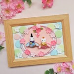 桃の節句＊ねこのお雛様フレーム(水玉)＊ちりめんつまみ細工