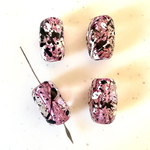 Clear Pink Purple Splashed Beads