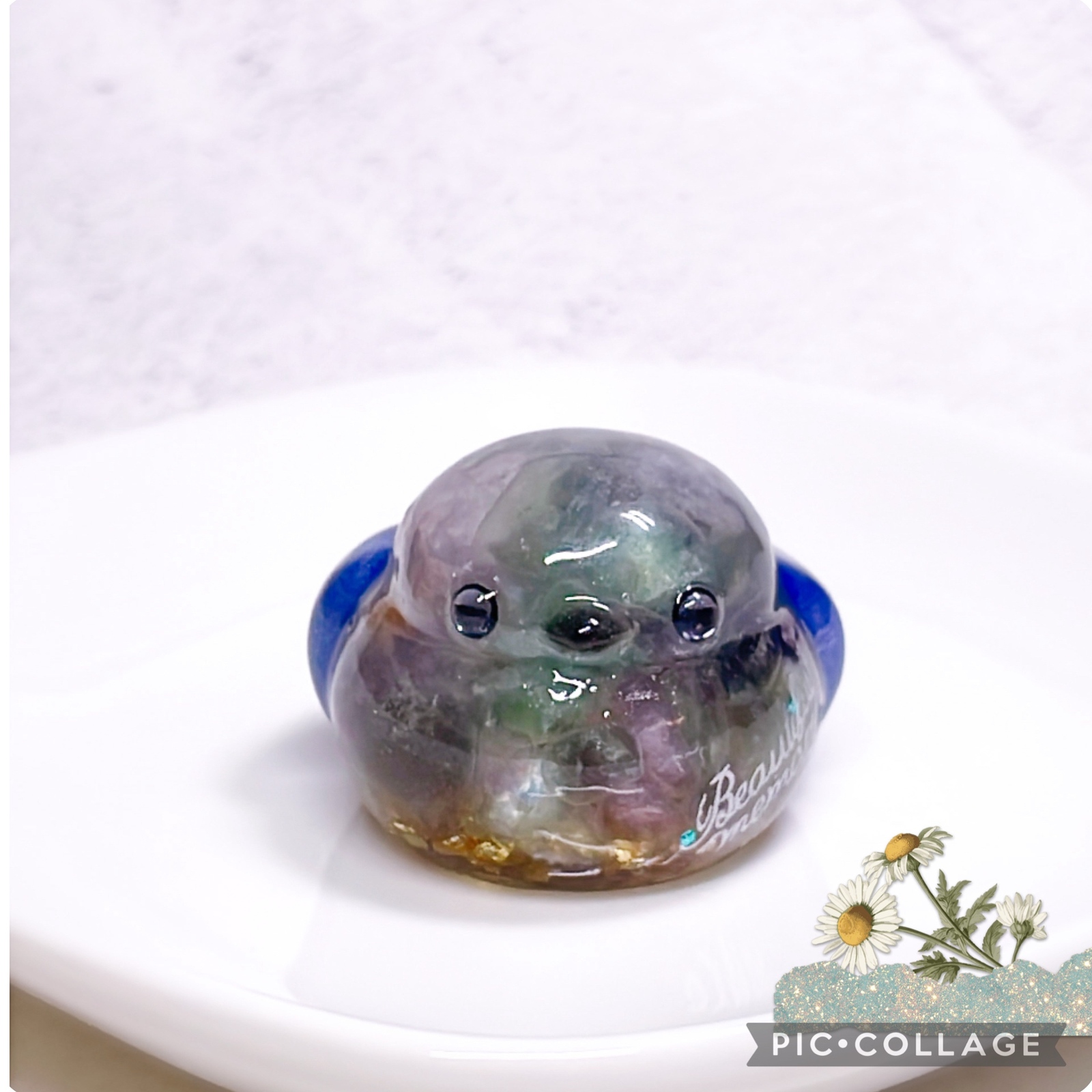 オルゴナイト シマエナガ フローライト 水晶 レジン 天然石 鳥 【送料 