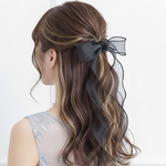 ♥️300【ブラック】シアーリボン の ポニーフック/ ヘアリボン ブライダル