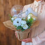 ホワイトフェザー入りエンジェルギフト│バルーン電報　誕生日　結婚式　記念日　出産祝　開店祝　結婚祝