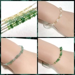 ［再販］さざれブレスレット　天然石　#minne_new  Swarovski  #エチオピアンオパール　#エメラルド
