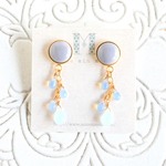 七宝焼 雫ピアス ~Ice Gray~