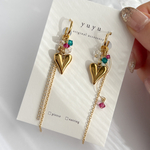 レトロカラーが可愛い＊アシンメトリーハート×金属アレルギー対応×ピアス/イヤリング
