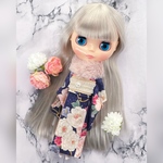 リカちゃん・ブライスアウトフィット◇着物とファーショールセット Blythe オビツ22