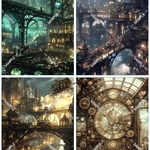 B-50 スチームパンク 背景紙 素材 コラージュ collage シート sheet achashop