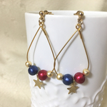 青赤コットンパールの☆ピアス