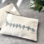 名入れ　ハチビロコウズ（ハシビロコウ）のポーチ（白）