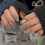 新作人気👑 no.257 Melted Cocoa🍫🩵　マグネットネイル　フレンチネイル　ハート　ブラウン　ブルー　フラッシュネイル　上品ネイル　キラキラ