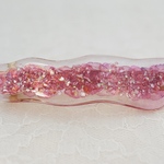 バレッタNo.8（桜色の銀河）大きめサイズ・金具10cm