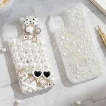 華やかで大人かわいい上品デコ電𓂃 𓈒𓏸🩰　ぷくぷく　透明感　クリア　パール　ラメ　キラキラ　ハート　リボン