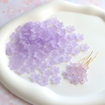 100個以上★マット　11mm 桜　すみれ　芝桜　お花の樹脂ビーズ  パステルパープル