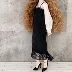 サテンキャミワンピース　ブラック　22cmドール ドール服　ピュアニーモ
