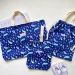 入園入学3点セット｜くじら＆海の生きもの柄｜レッスンバッグ・上履き袋・体操服袋