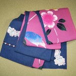 新品・綿半巾帯【継目なし】(パープルピンク地とブルー）