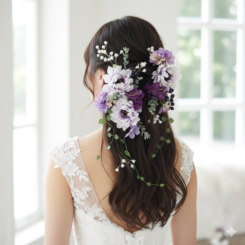 結婚式、和装、洋装にアネモネ髪飾り 、ヘッドドレス