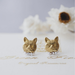 猫とパールのピアス（イヤリング）