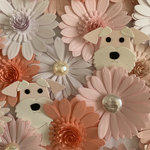 ペーパークラフト27点セット ピンク系ペーパーフラワー.ワンちゃん.アルバム素材.ラッピング用品 【送料無料】
