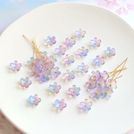 新作★10mm 桜　芝桜　日々草　お花のガラスビーズ  ブルーグリッター×クリアレインボーグラデーション