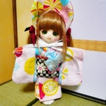 簡易着物とボンネット＜キャンディ（ピンク）＞