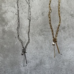ーrain drop necklaceー　サージカルステンレス　チェーンネックレス　レイヤードネックレス　パールネックレス