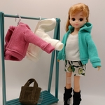 ドール用パーカー　リカちゃんパーカー　リカちゃんリブニットパーカー　ドールリブニットパーカー