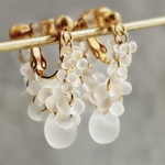 バブル bubble イヤリング しゃぼん玉 フープ マット すりガラス 上品 華やか サージカルステンレス アレルギー対応 ゴールド シンプル きれいめ ファルファーレ ガラス ビーズ ピアス