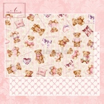 My little teddy bears -pink-デザインペーパー【No.e64】
