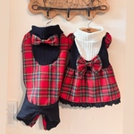 honoka様オーダー品【犬服】パフスリーブタータンチェックワンピース&ロンパース
