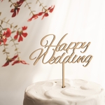 【送料込】ウェディング　ケーキトッパー　木製　結婚式　ハッピーウェディング　Happy Wedding 結婚　パーティー　