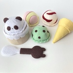 フェルトのおままごとアイス4点セット【パンダ】