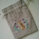 刺繍 巾着ポーチ