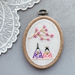 刺繍フレーム　ひな祭り　ひな人形×梅　春　インテリア雑貨　壁飾り　お雛様　和風