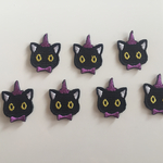  【ワッペン】ハロウィン 黒猫 小7枚セット★アイロン接着★きらりぼん★クロネコ