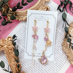 - 桜 - 桜色ガラスアシンメトリーピアスorイヤリング