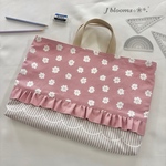 【送料無料】♡シンプルフラワーともくもくストライプのレッスンバッグ♡入園 入学 女の子