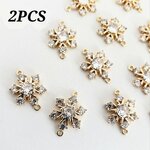 2個 コネクター 18KGP 本金メッキ キュービックジルコニア 雪 クリスマス 結晶/ゴールド（C2-436） ハンドメイド ゴシック