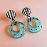●゜Striped and polka dot donut earrings●゜ピアス・イヤリング【ペパーミント】