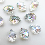 売り切りSALE ＊20粒＊ ガラスビーズ ティアドロップ 横穴 12.5x10.5mm クレオ穴 クリアAB bz099