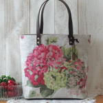 Sale! フランスリネン『紫陽花』赤  L バッグ
