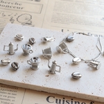 4個★カップ　ポット　ドリップポット　コーヒーカップ　ドリッパー　紅茶　ミニチュアドリンク　チャーム　シルバー　ミックス