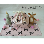 ★(^.^)キュートなリボン🎀ピンク♪お弁当・給食袋&ランチョンマット★楽しいランチタイムを♪