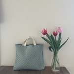 【lesson bag】オリーブカラーギンガムチェックのキルティング生地で作ったレッスンバッグ（ポケットあり）