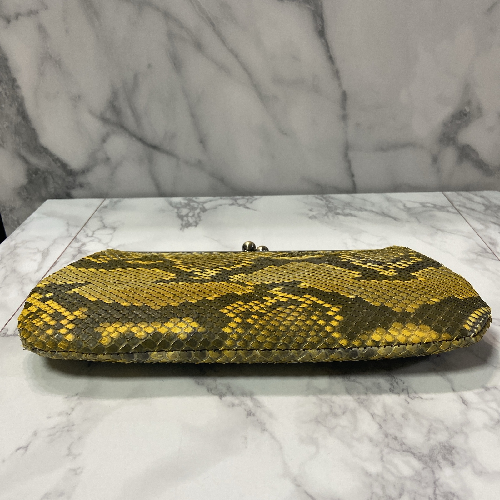 ハンドメイド ダイヤモンドパイソン本革親子がま口長財布 - KUNCHAN