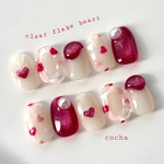 ネイルチップ　【clear flake heart】