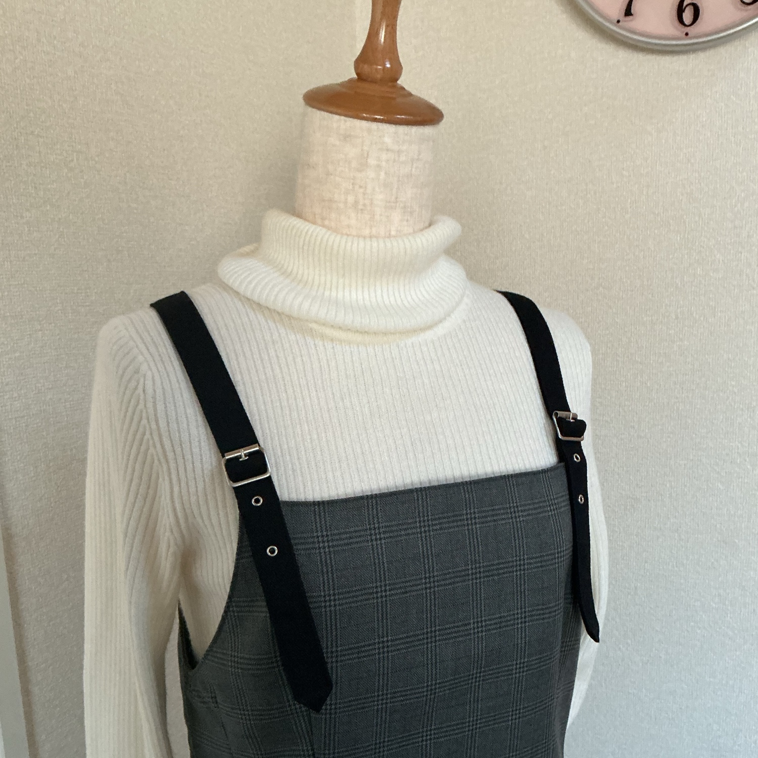 ☆再販☆濃グレーンチェック✖️黒のジャンパースカート