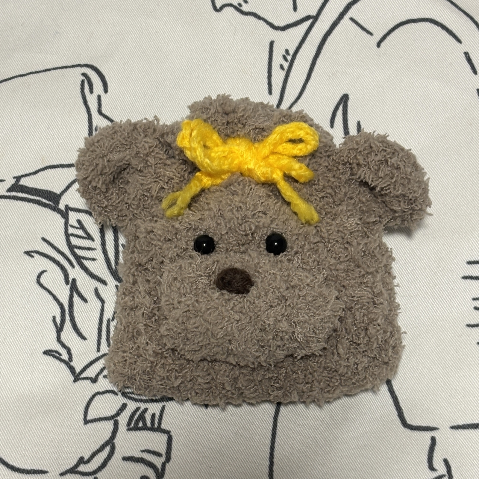 くま 手編み かぎ針 かぎ編み 巾着 ポーチ もこもこ ふわふわ アニマル