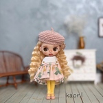 プチブライス　リバティ　いちごのワンピースセット　ピンク3点セット　アウトフィット　ハンドメイド　服