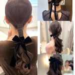 結婚式 ブライダル ヘアアクセ｜ブラック 両面ベロアリボン 25mm幅 ベルベットリボン ヘアリボン フォーマル パーティー ハンドメイド 