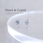 【Heart&Cupid】 つけっぱなしOK！極小　一粒ピアス　３ｍｍ　サージカルステンレス　金属アレルギー対応　小さい　小粒